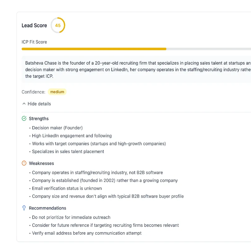 Score and qualify leads with clear criteria