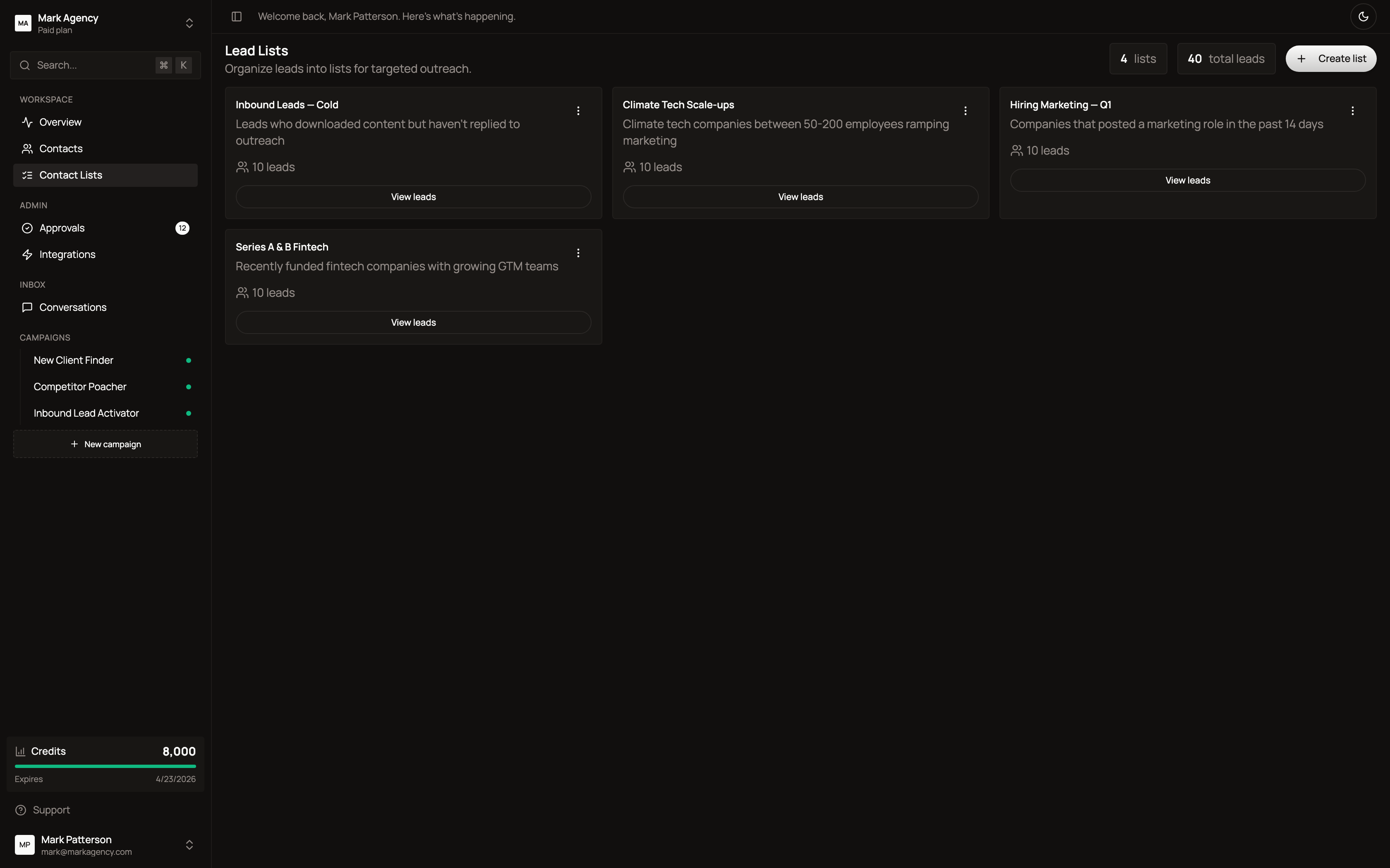 Contact lists